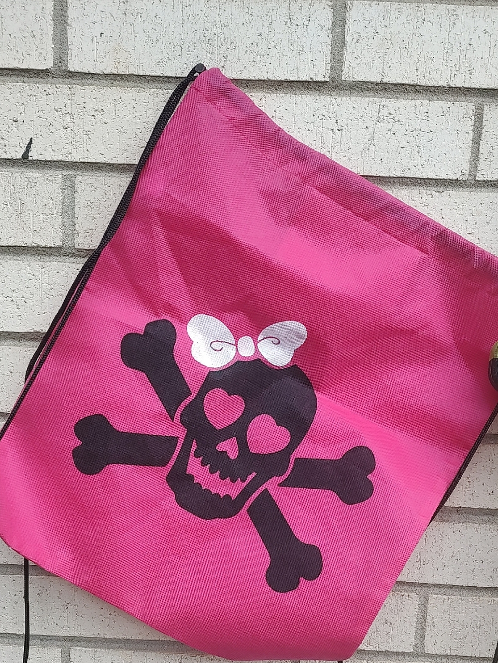Hot Pink Skull & Crossbones Drawstring Bag - Picture 4 of 7
